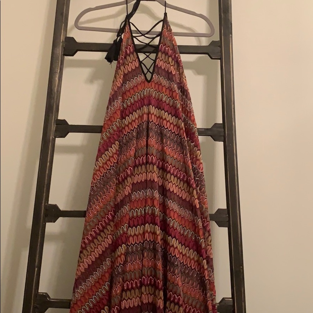 Printed halter maxi dress